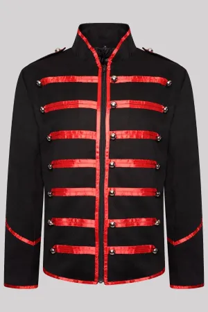 Ro Rox Men's MCR Military Drummer Black Parade Jacket, Black & Red