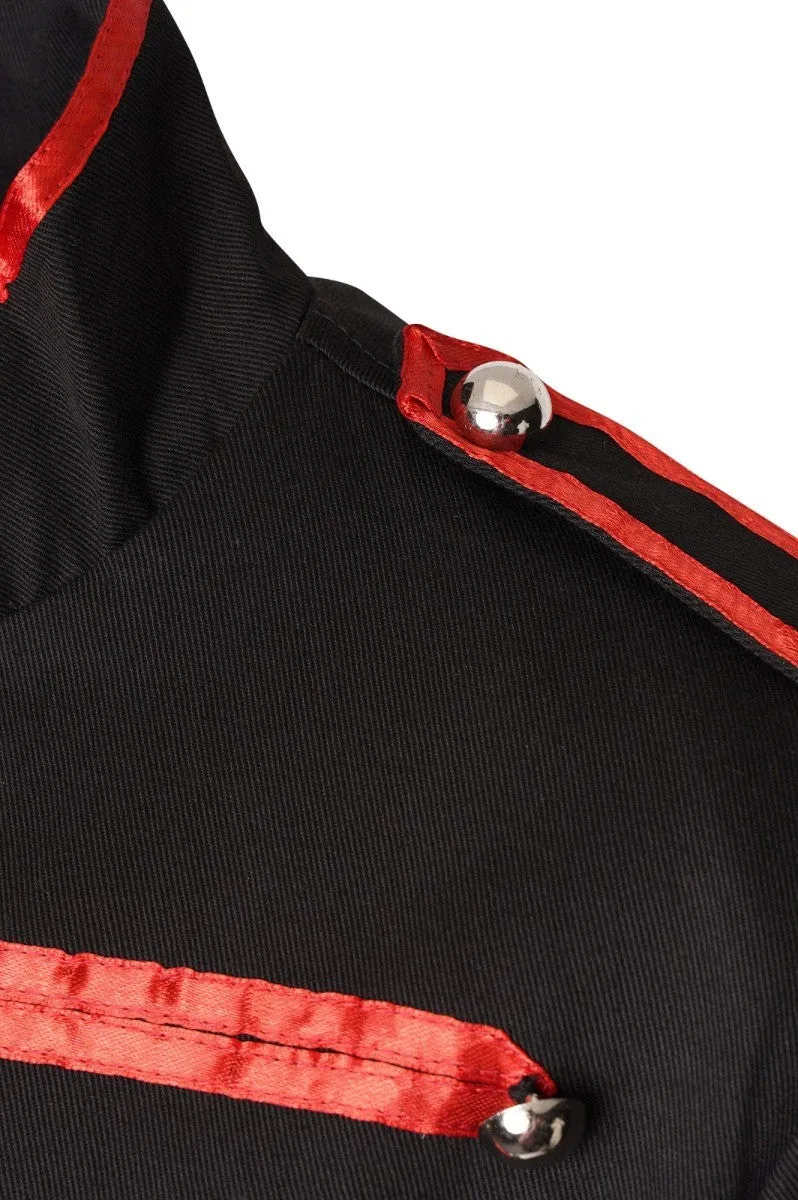 Ro Rox Men's MCR Military Drummer Black Parade Jacket, Black & Red
