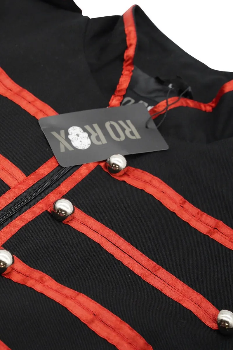 Ro Rox Men's MCR Military Drummer Black Parade Jacket, Black & Red