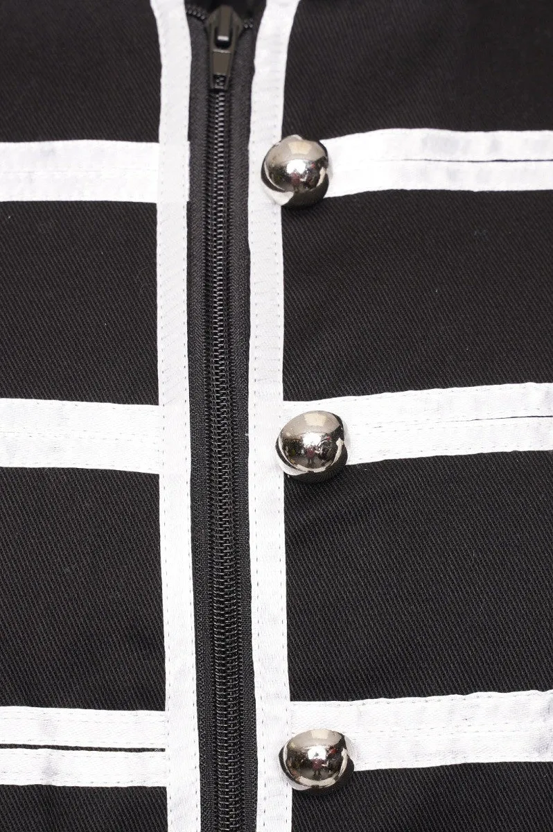 Ro Rox Men's MCR Military Drummer Black Parade Jacket, Black & Silver