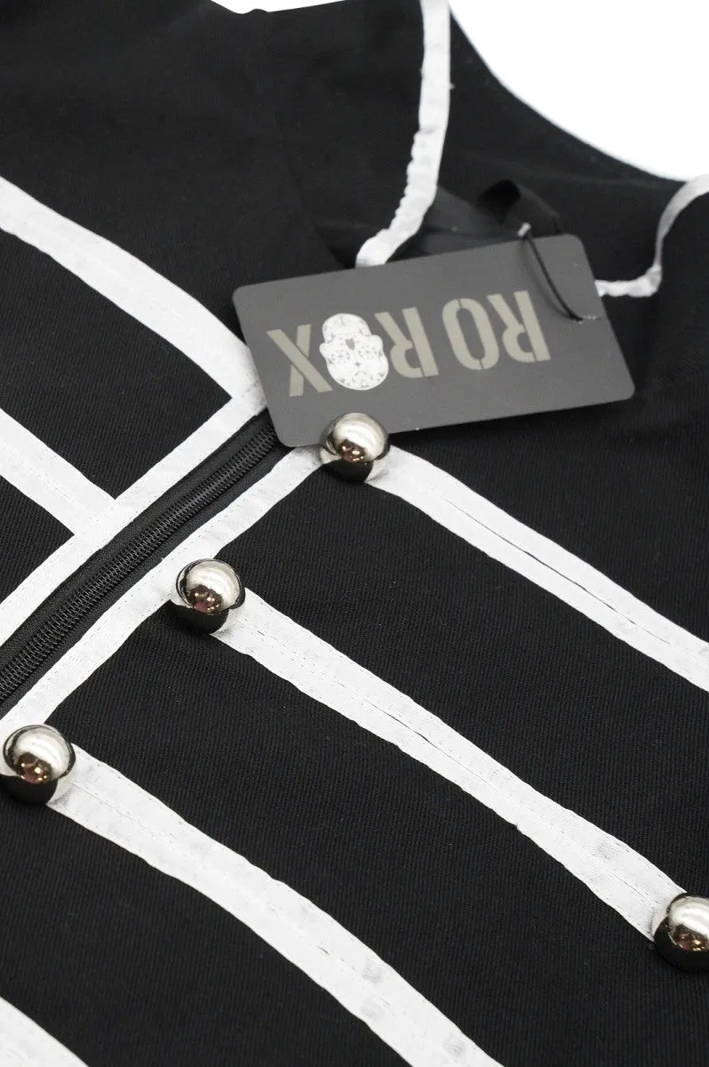 Ro Rox Men's MCR Military Drummer Black Parade Jacket, Black & Silver