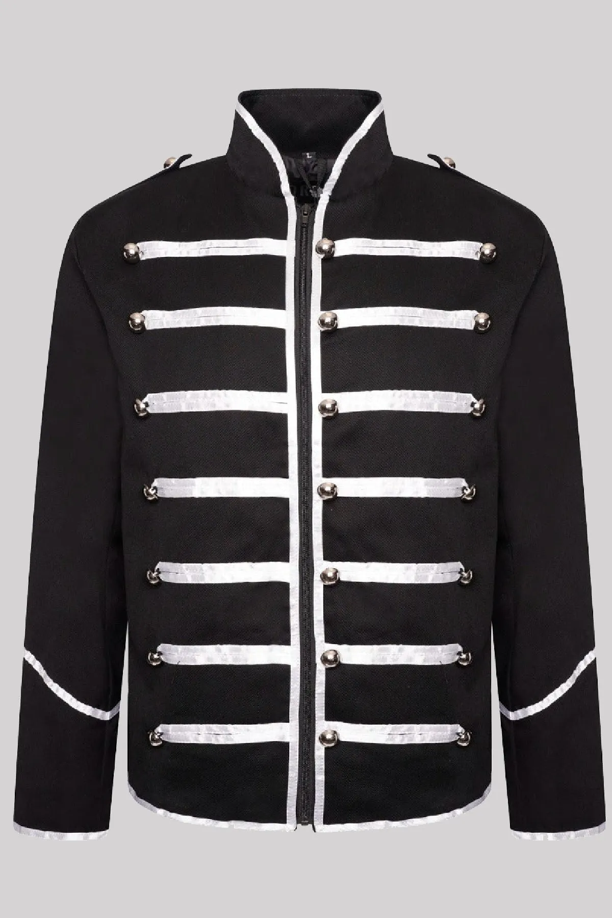 Ro Rox Men's MCR Military Drummer Black Parade Jacket, Black & Silver