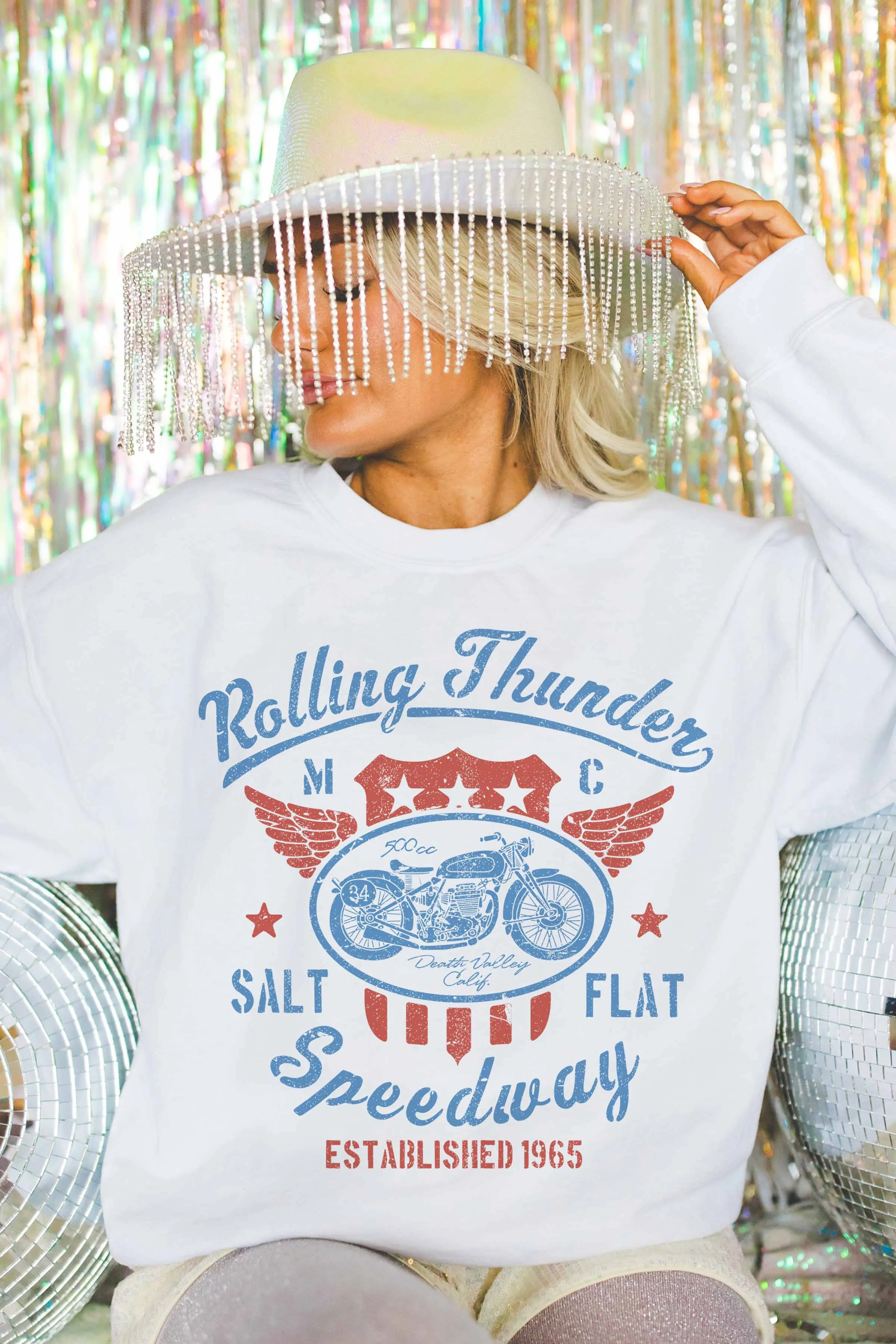 ROLLING THUNDER OVERSIZED GRAPHIC SWEATSHIRTS
