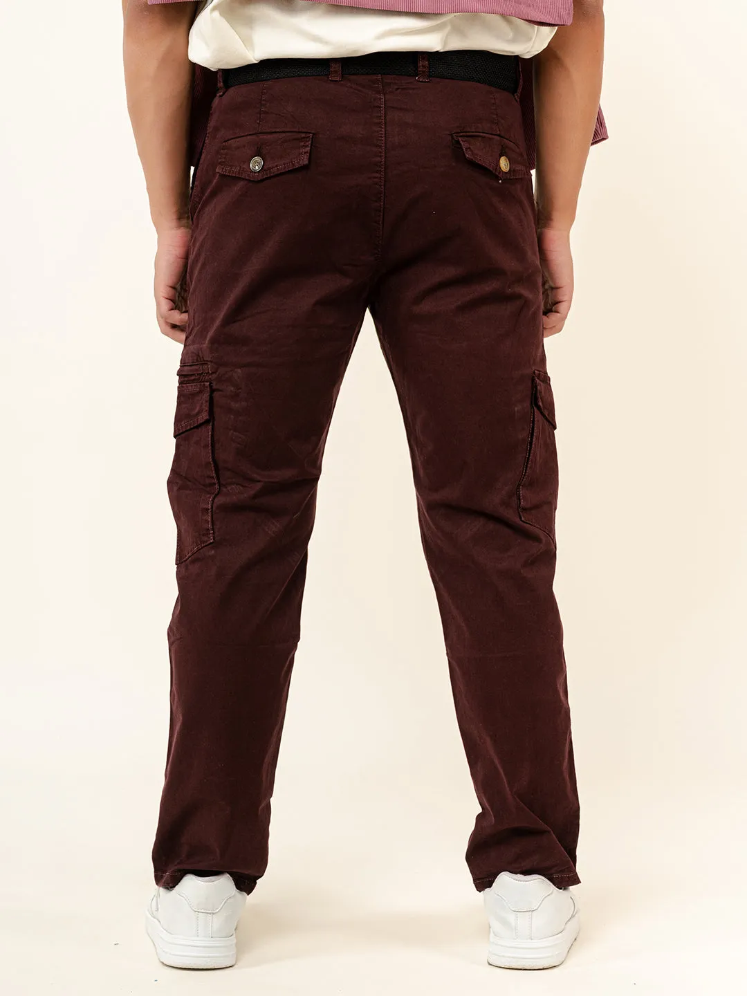 Ruby Wine Gap Twill Cotton Cargo Pants