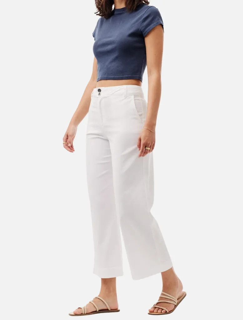 Saige Wide Leg Crop - White