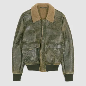 Salvatore Santoro Vintage Look Shearling Bomber Jacket