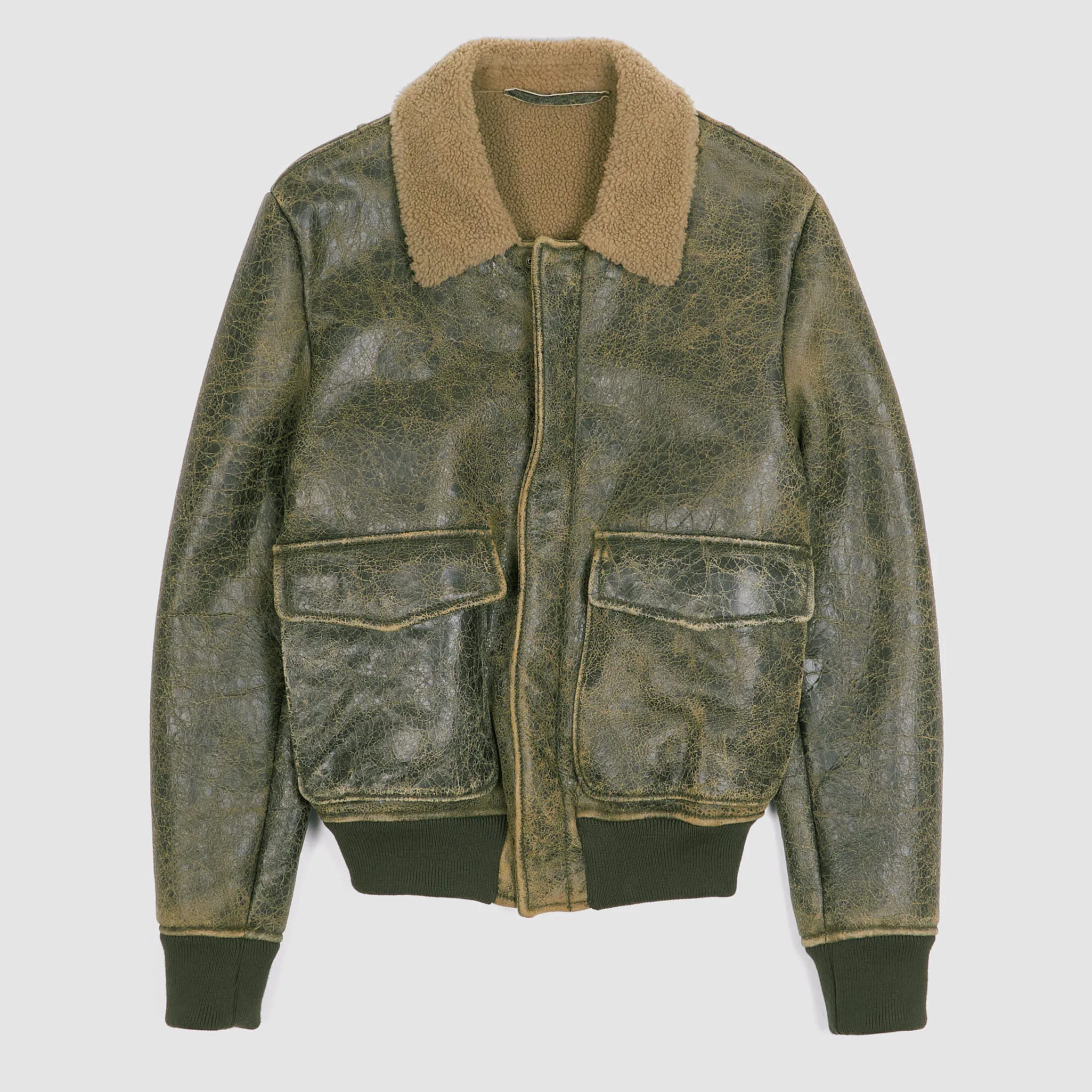 Salvatore Santoro Vintage Look Shearling Bomber Jacket
