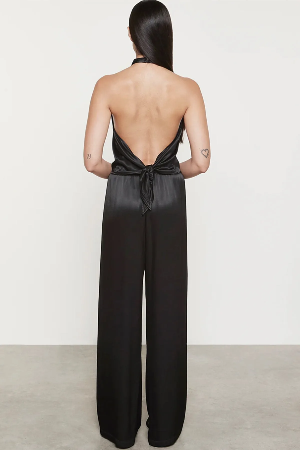 Satin Wide Leg in Black