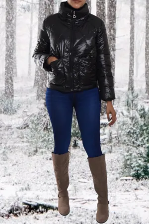 Shiny Look Black Puffer Jacket