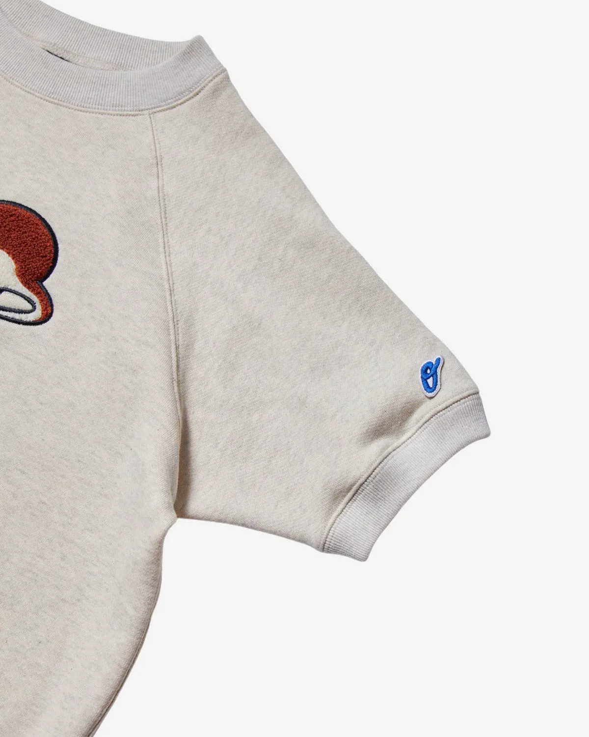 Short Sleeve Sweatshirt - Rat Embroidery - Oatmeal
