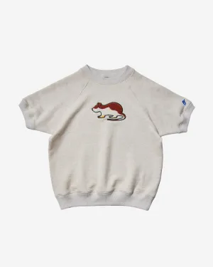 Short Sleeve Sweatshirt - Rat Embroidery - Oatmeal