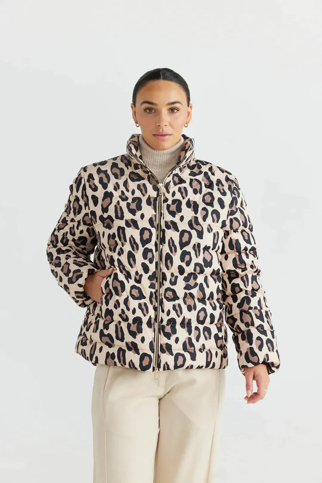 Sillian Puffer Jacket in Animal Print