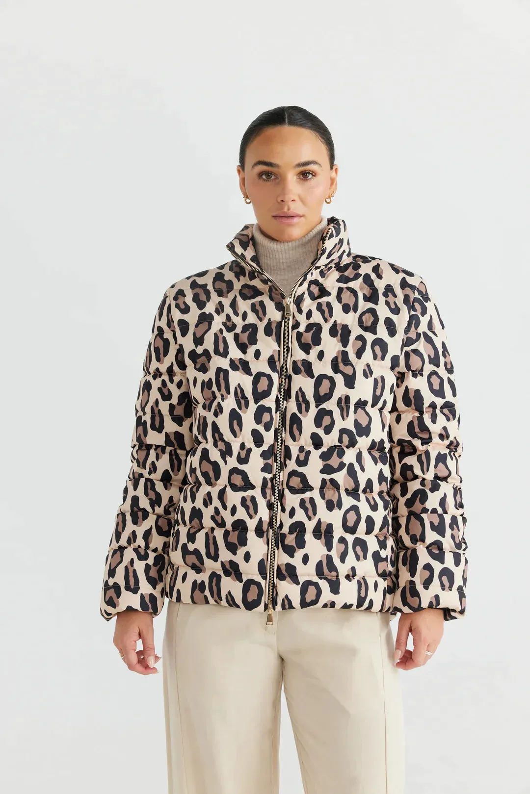 Sillian Puffer Jacket in Animal Print
