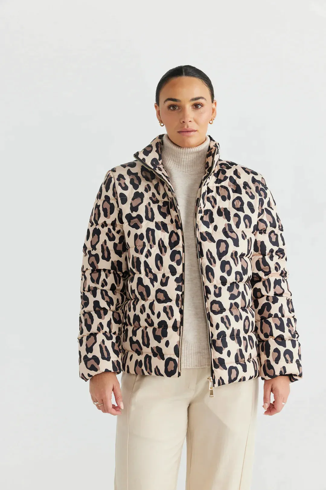 Sillian Puffer Jacket in Animal Print