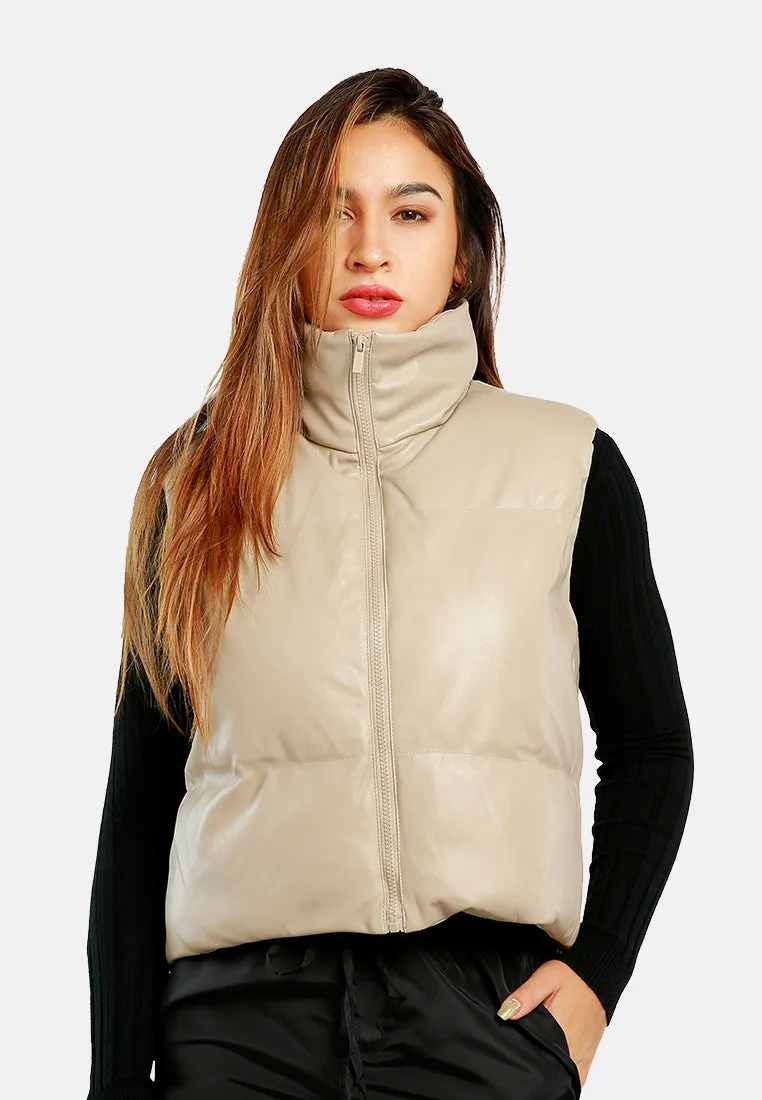Sleeveless Turtleneck Puffer Jacket