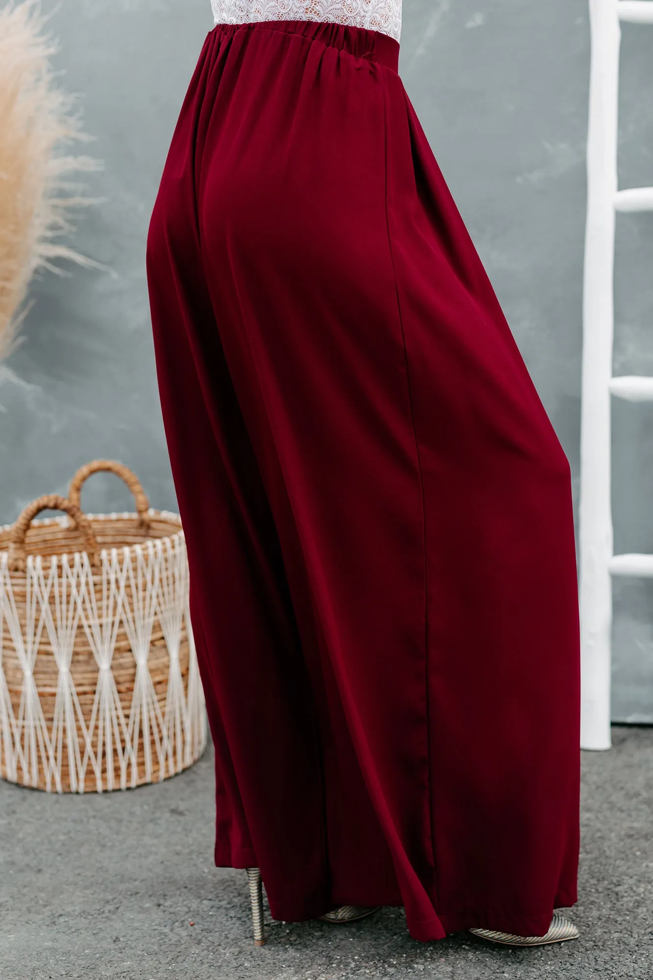 So Jaded High Waisted Wide Leg Pants (Burgundy)