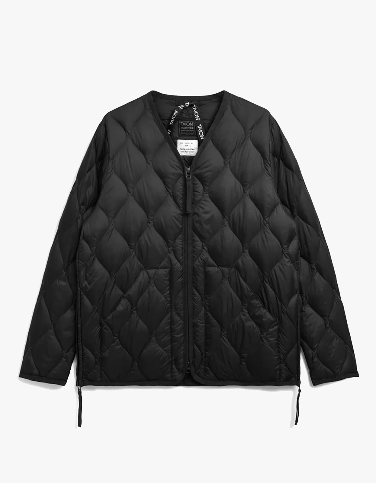 Soft Shell Military V Neck W Zip Down Jacket - Black