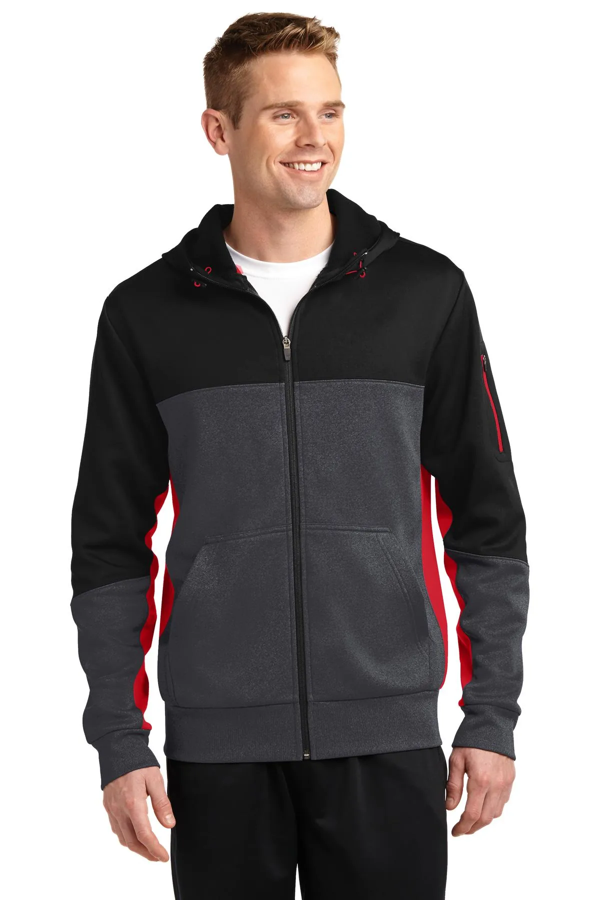 Sport-Tek¨ Tech Fleece Colorblock Full-Zip Hooded Jacket. ST245