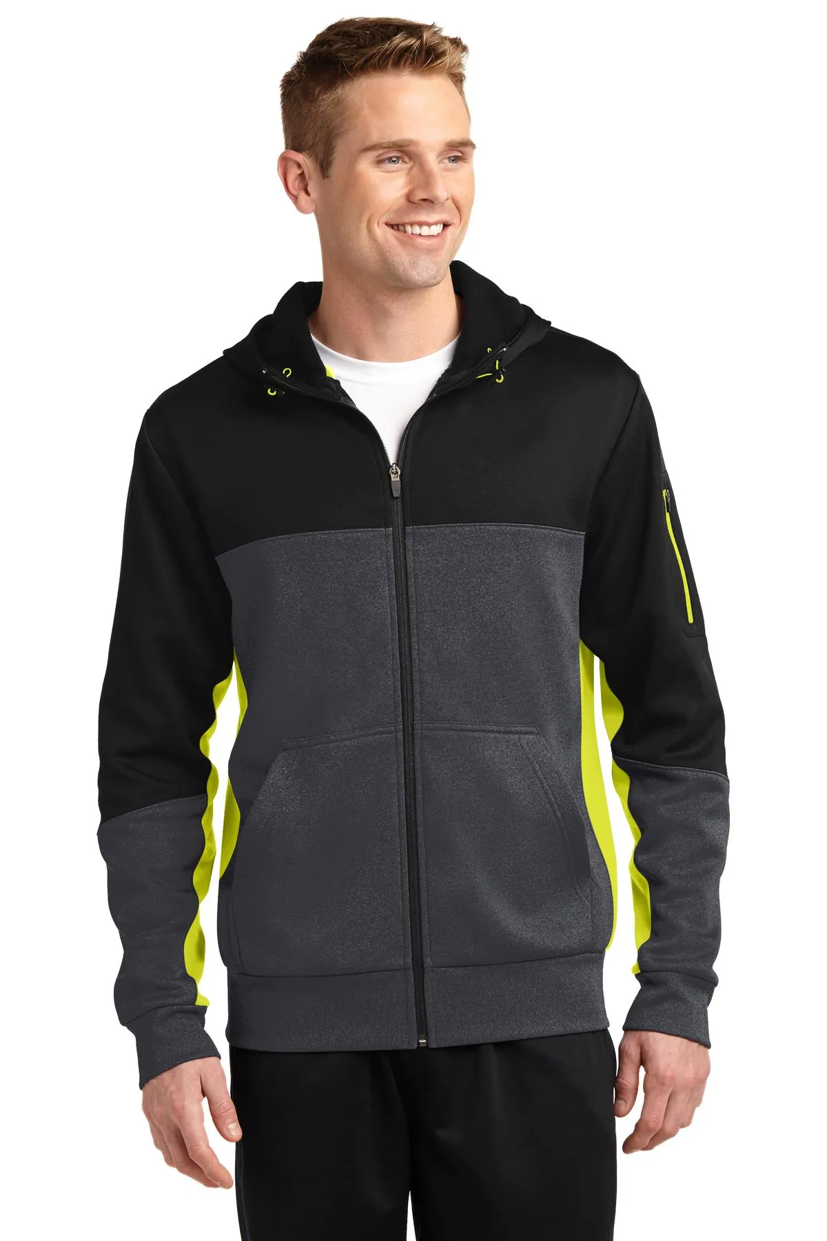 Sport-Tek¨ Tech Fleece Colorblock Full-Zip Hooded Jacket. ST245