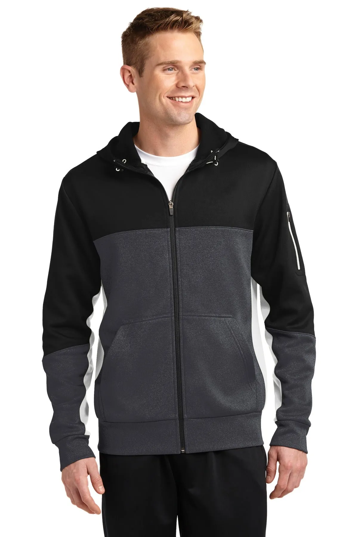 Sport-Tek¨ Tech Fleece Colorblock Full-Zip Hooded Jacket. ST245