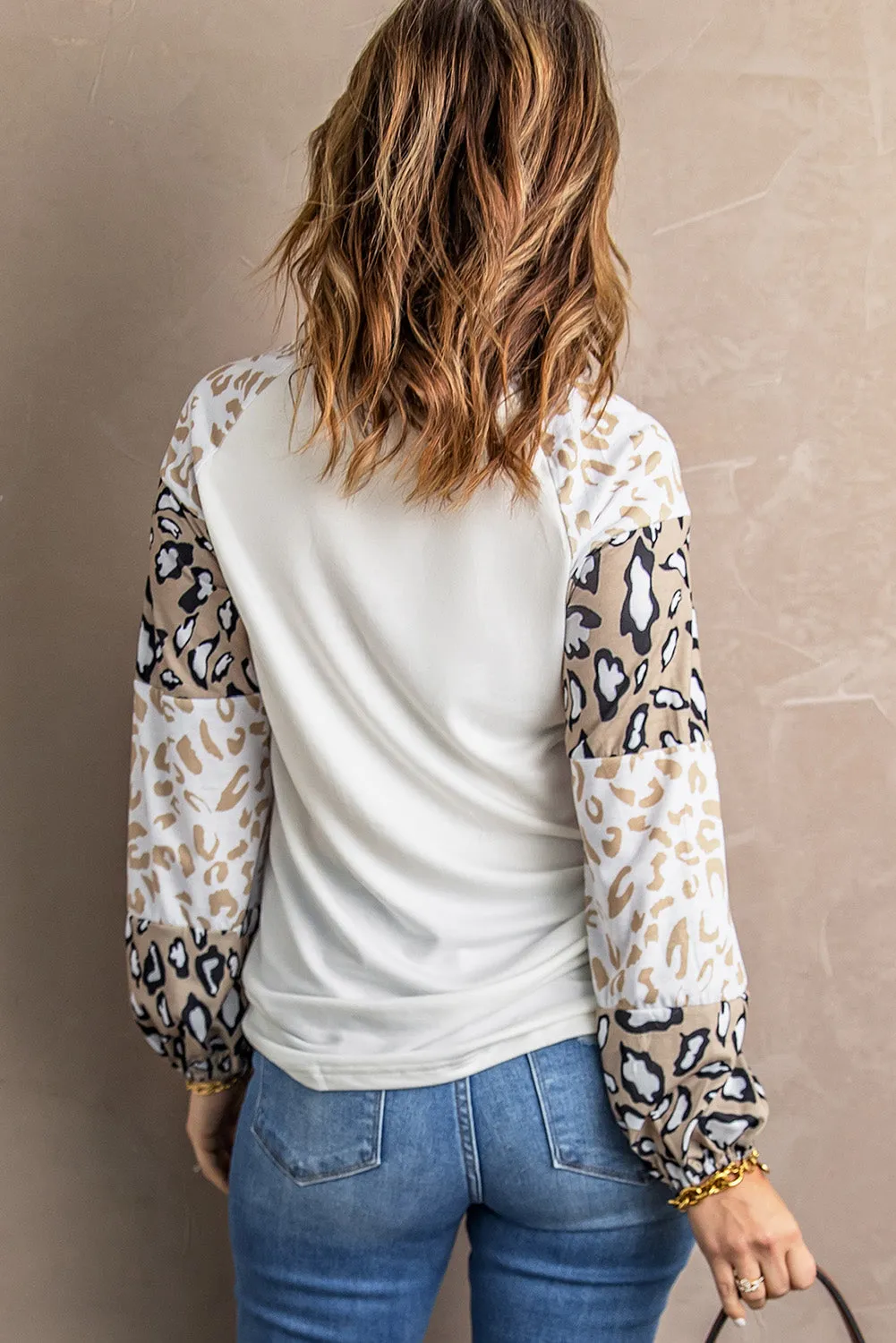 Star Leopard Color Block Long Sleeve Top