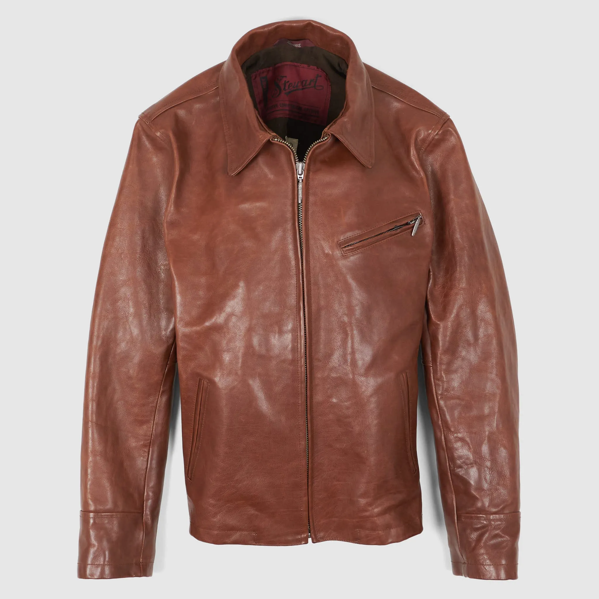 Stewart  Buffalo Skipper Half Belt Leather Jacket