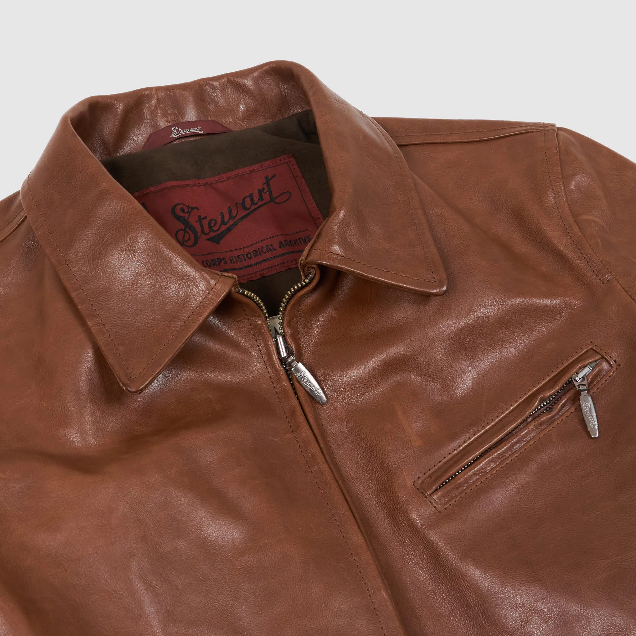 Stewart  Buffalo Skipper Half Belt Leather Jacket