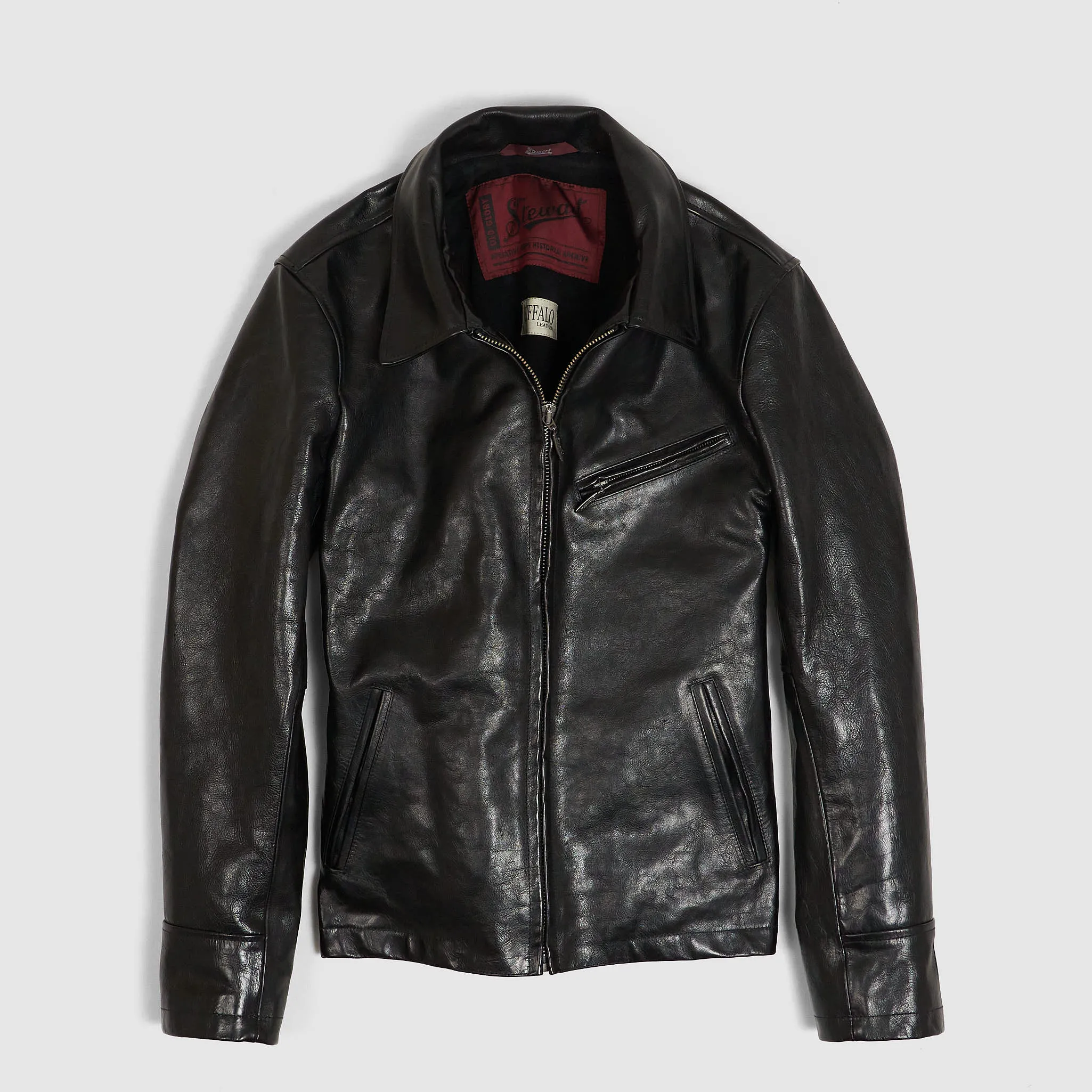 Stewart  Buffalo Skipper Half Belt Leather Jacket