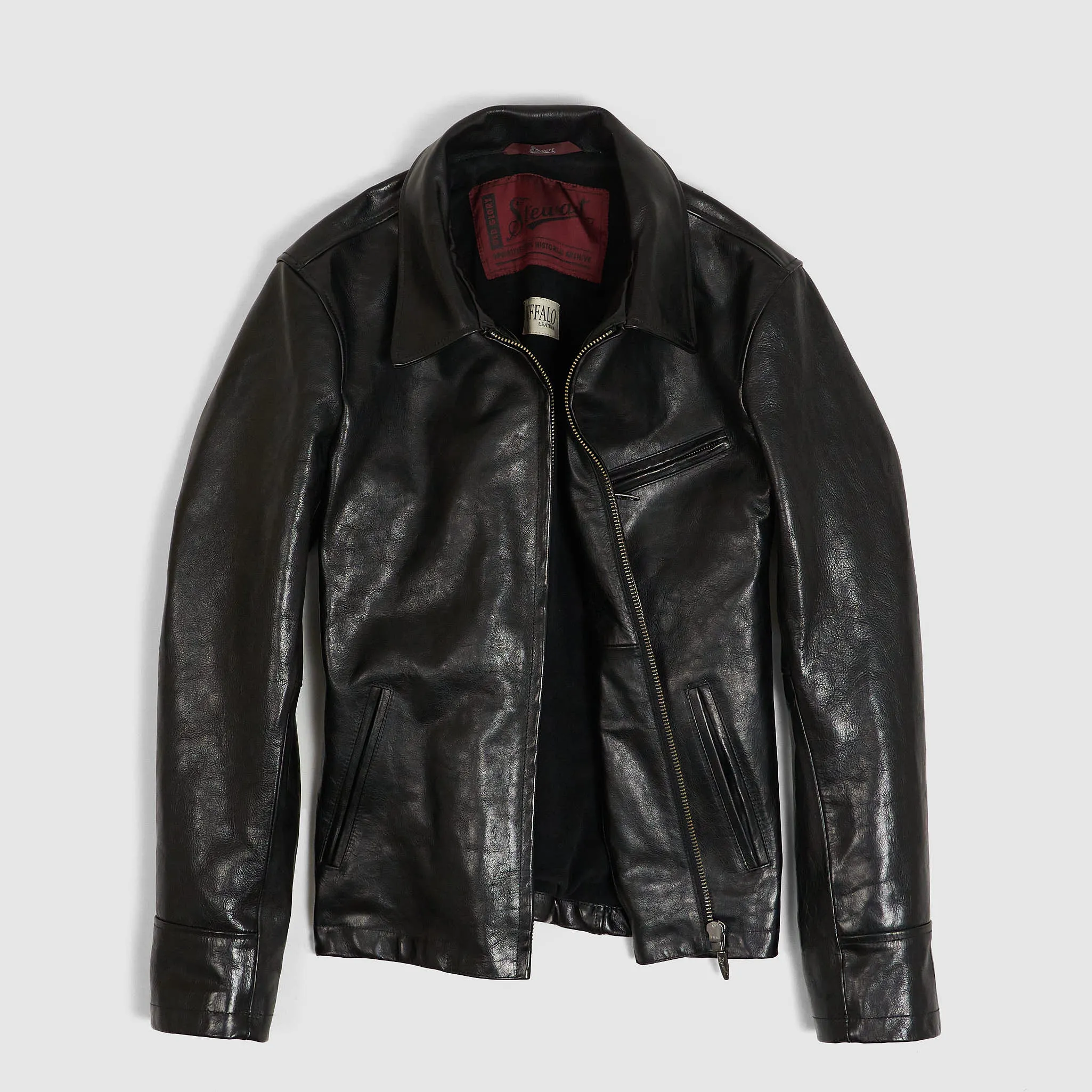 Stewart  Buffalo Skipper Half Belt Leather Jacket