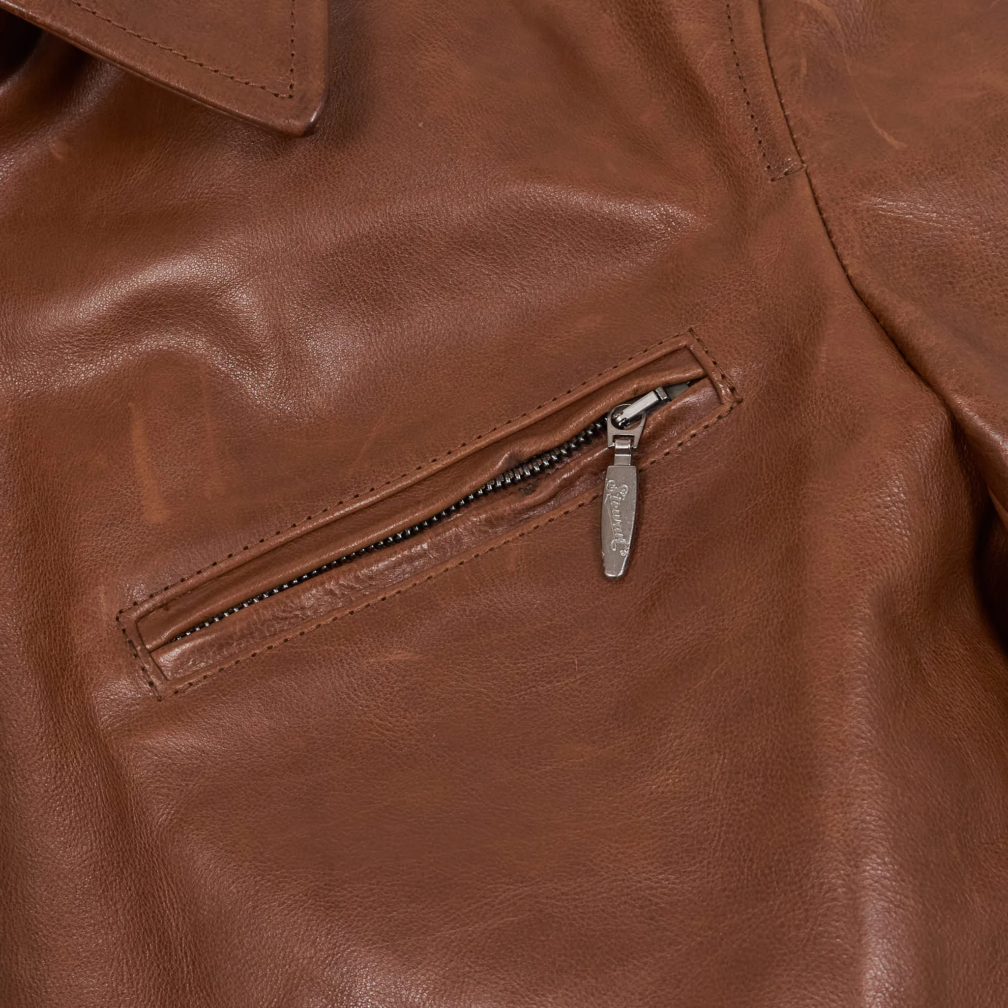 Stewart  Buffalo Skipper Half Belt Leather Jacket