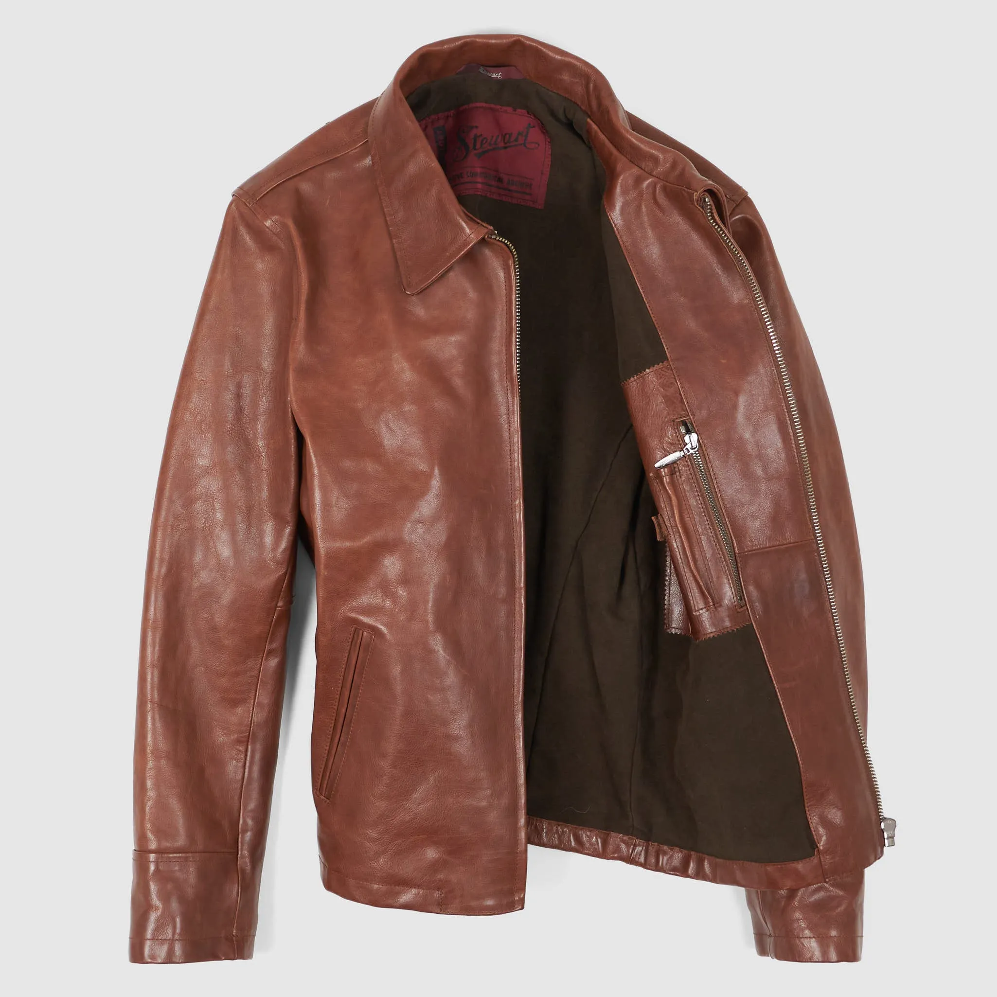 Stewart  Buffalo Skipper Half Belt Leather Jacket