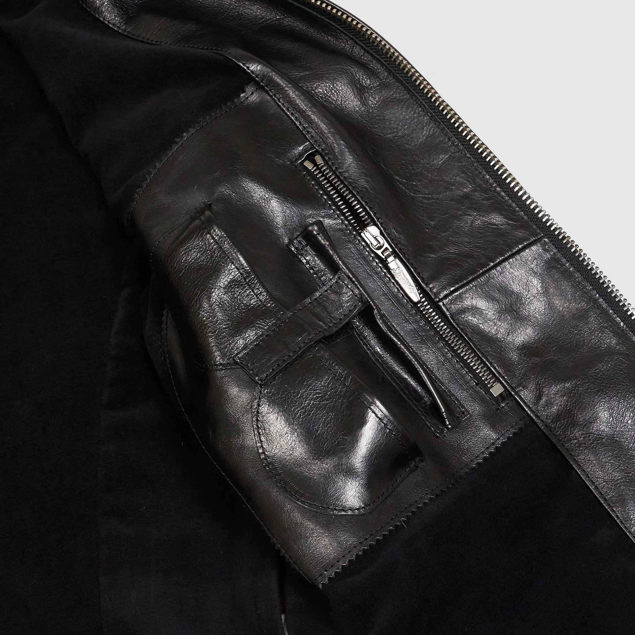 Stewart  Buffalo Skipper Half Belt Leather Jacket