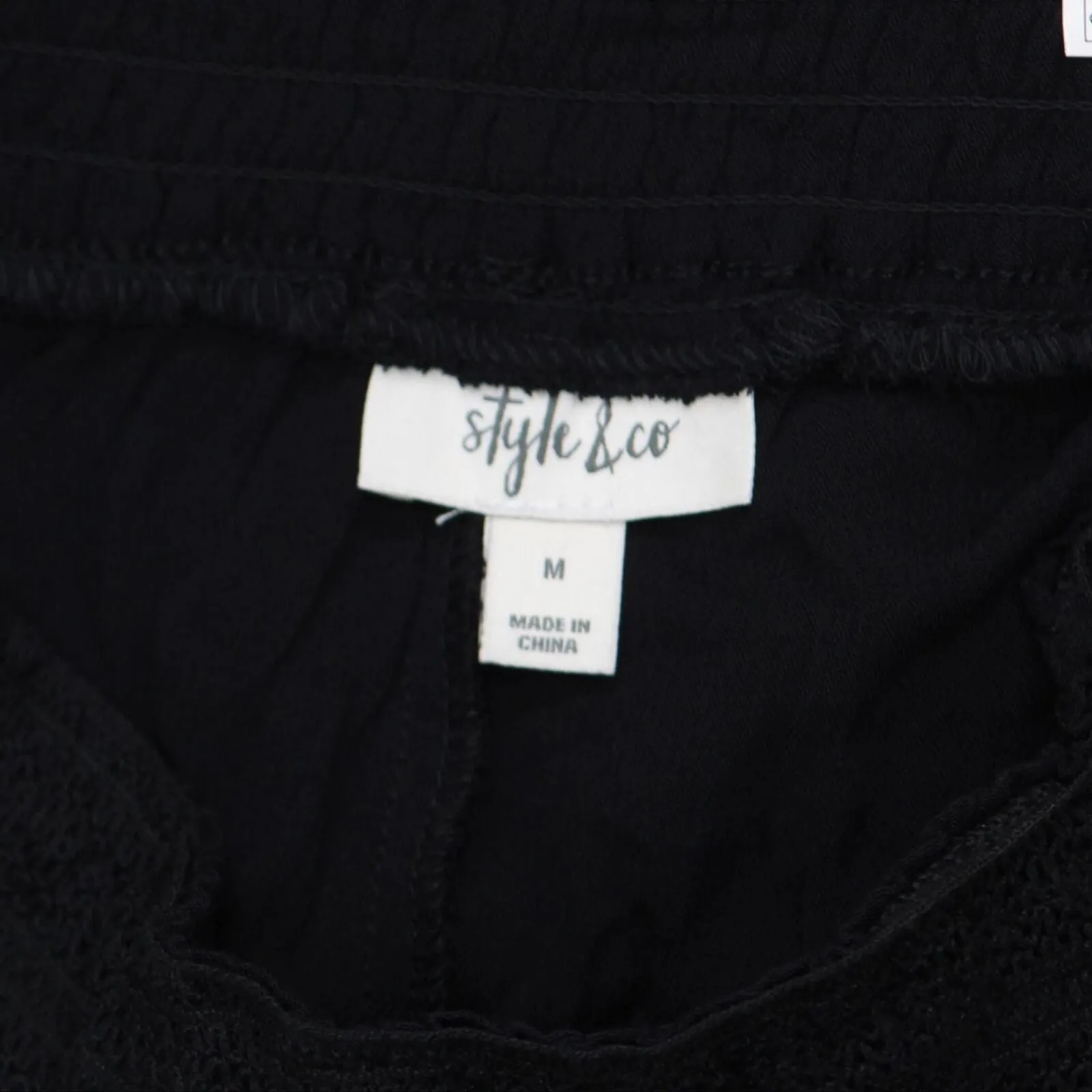 Style & Co Womens Textured Tie-Waist Wide-Leg Pants 100054433 Black M