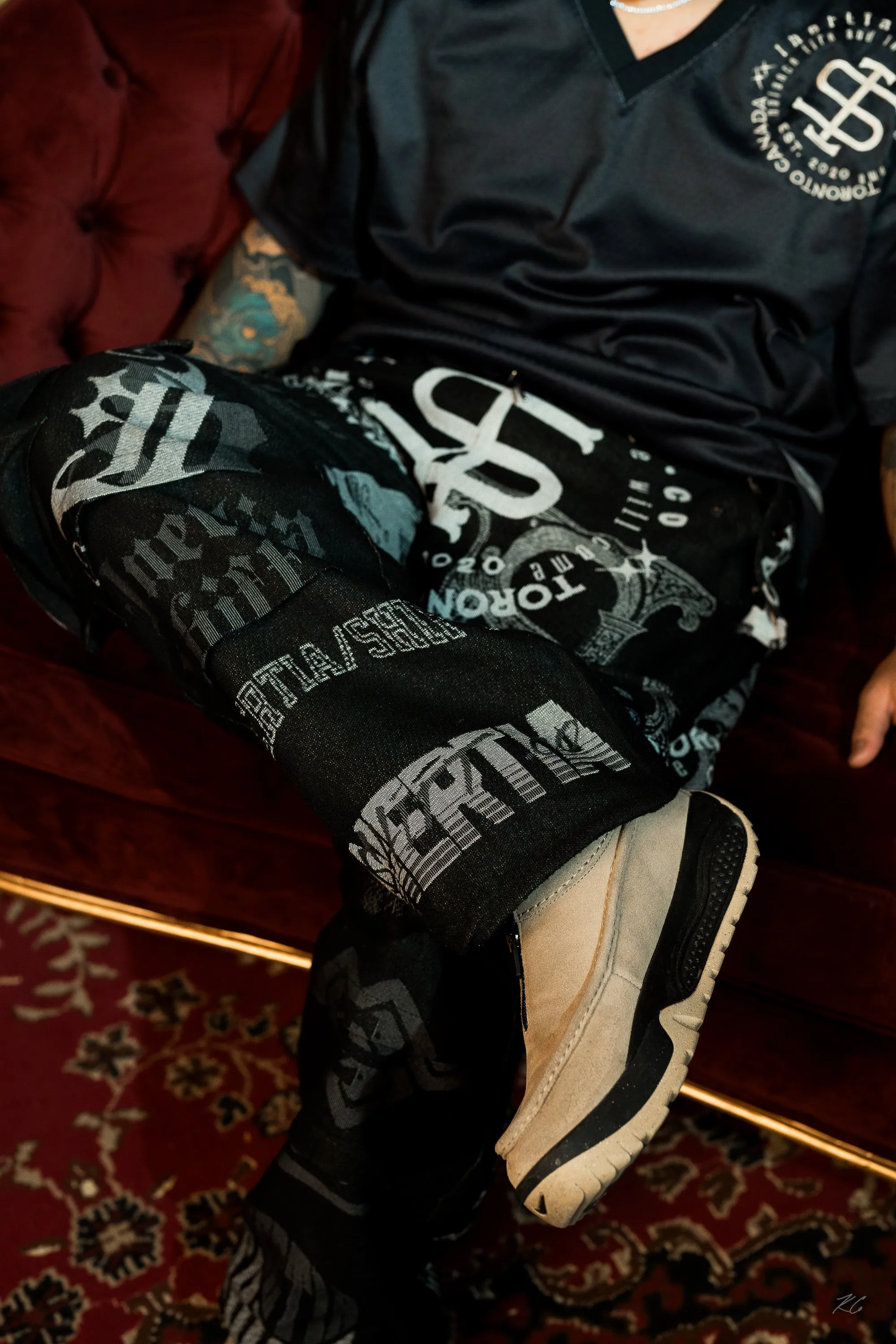 Tapestry baggy cargo pants