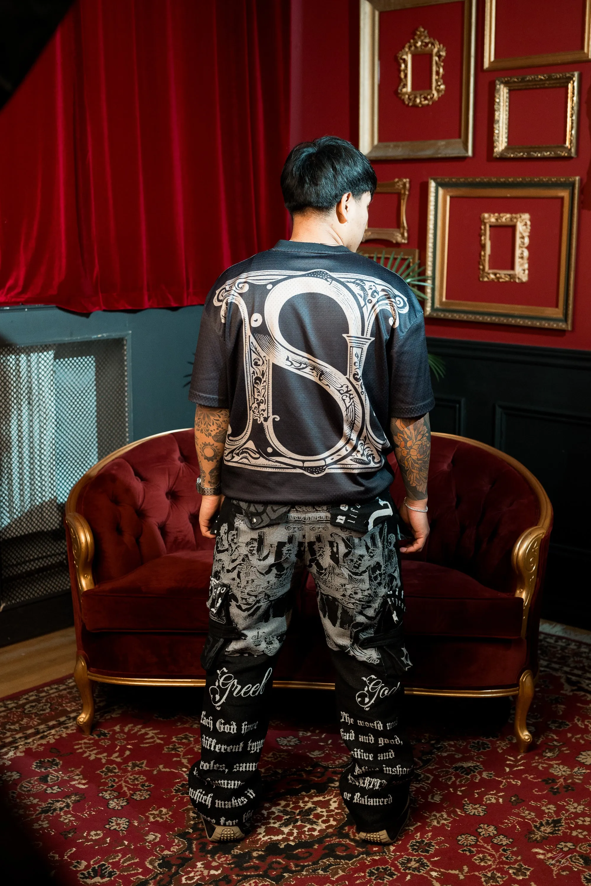 Tapestry baggy cargo pants