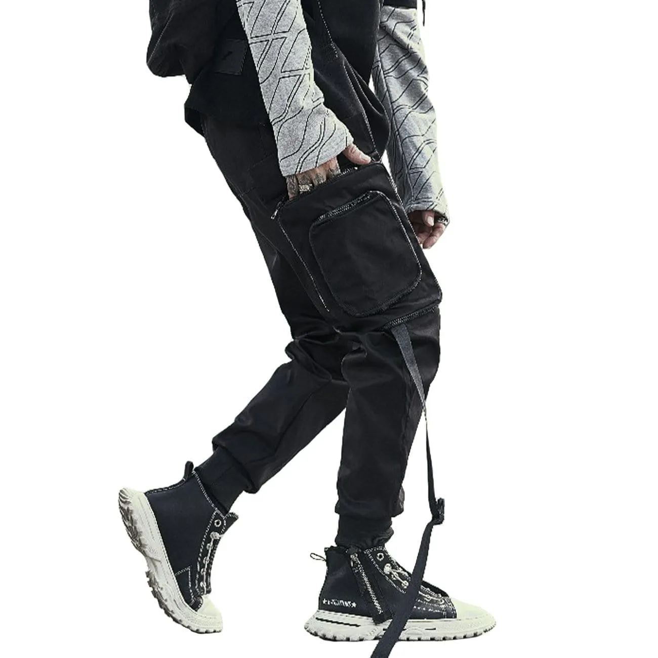 Techwear Ribbons Zipper Pockets Cargo Pants