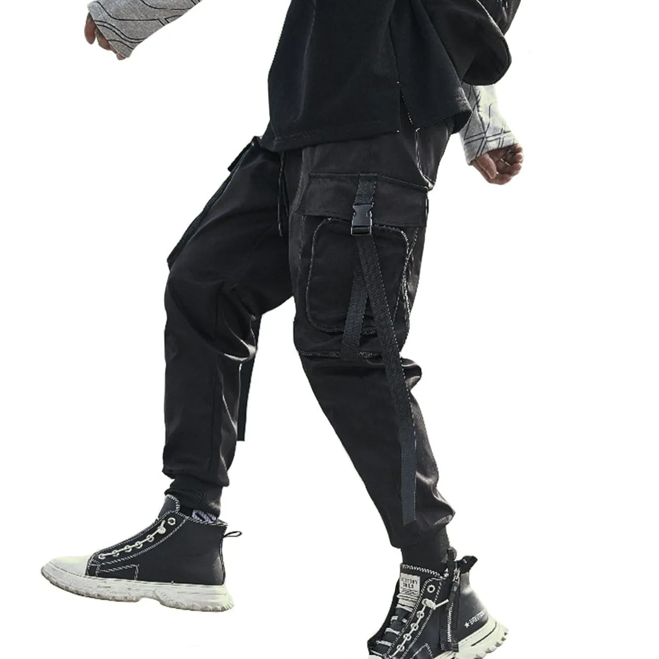 Techwear Ribbons Zipper Pockets Cargo Pants