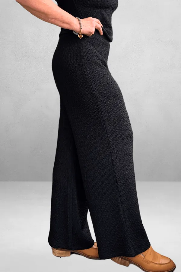 Textured Basketweave Wide Leg Pants
