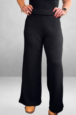Textured Basketweave Wide Leg Pants