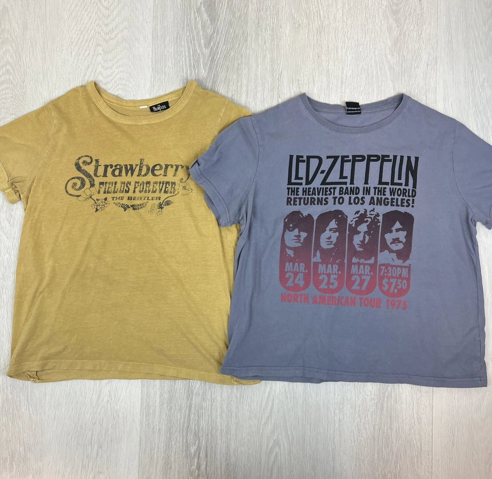 The Beatles & Led Zeppelin Womens Band T-Shirts Size 12