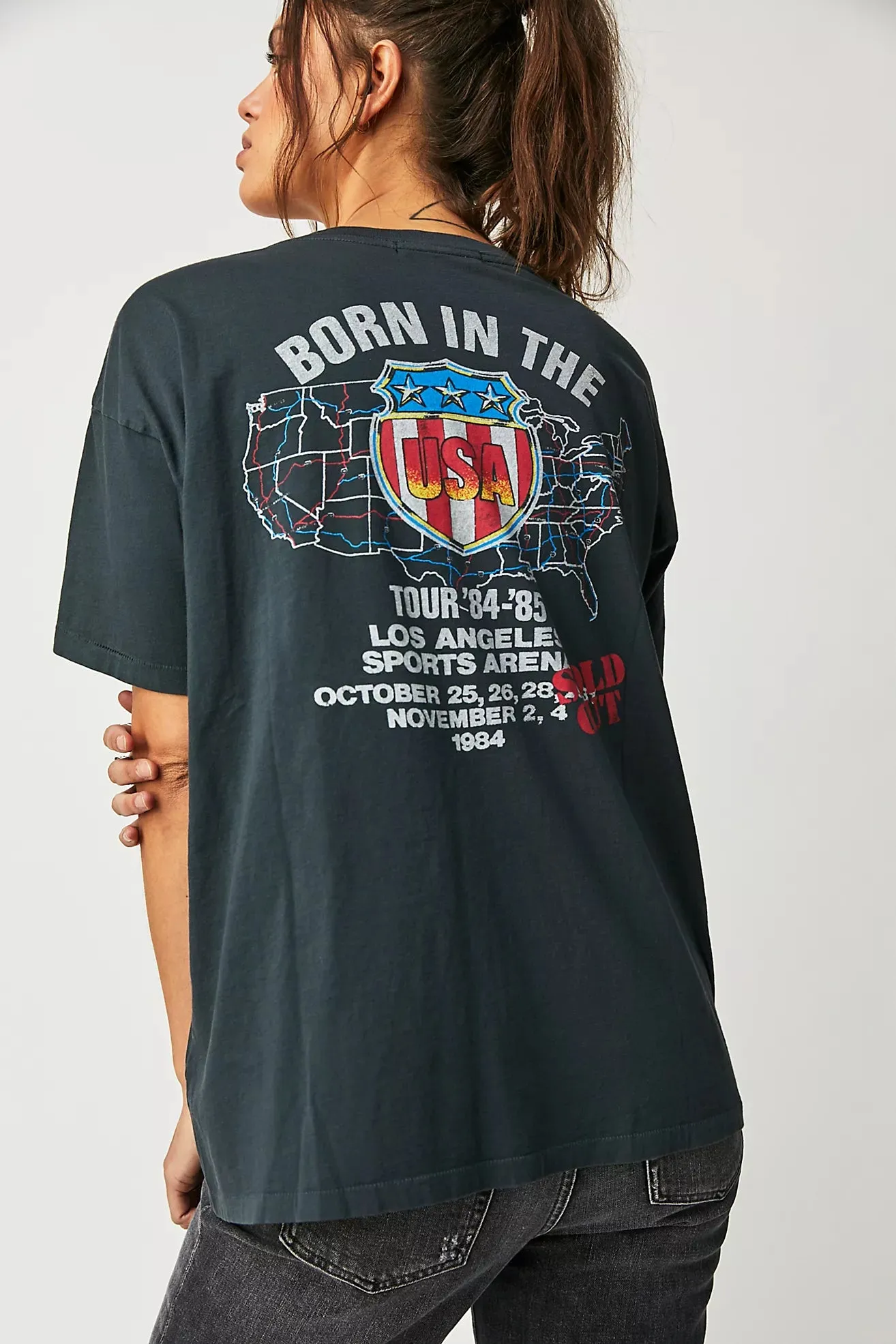 The Bruce Springsteen Born In The USA Merch Tee by Daydreamer - Vintage Black