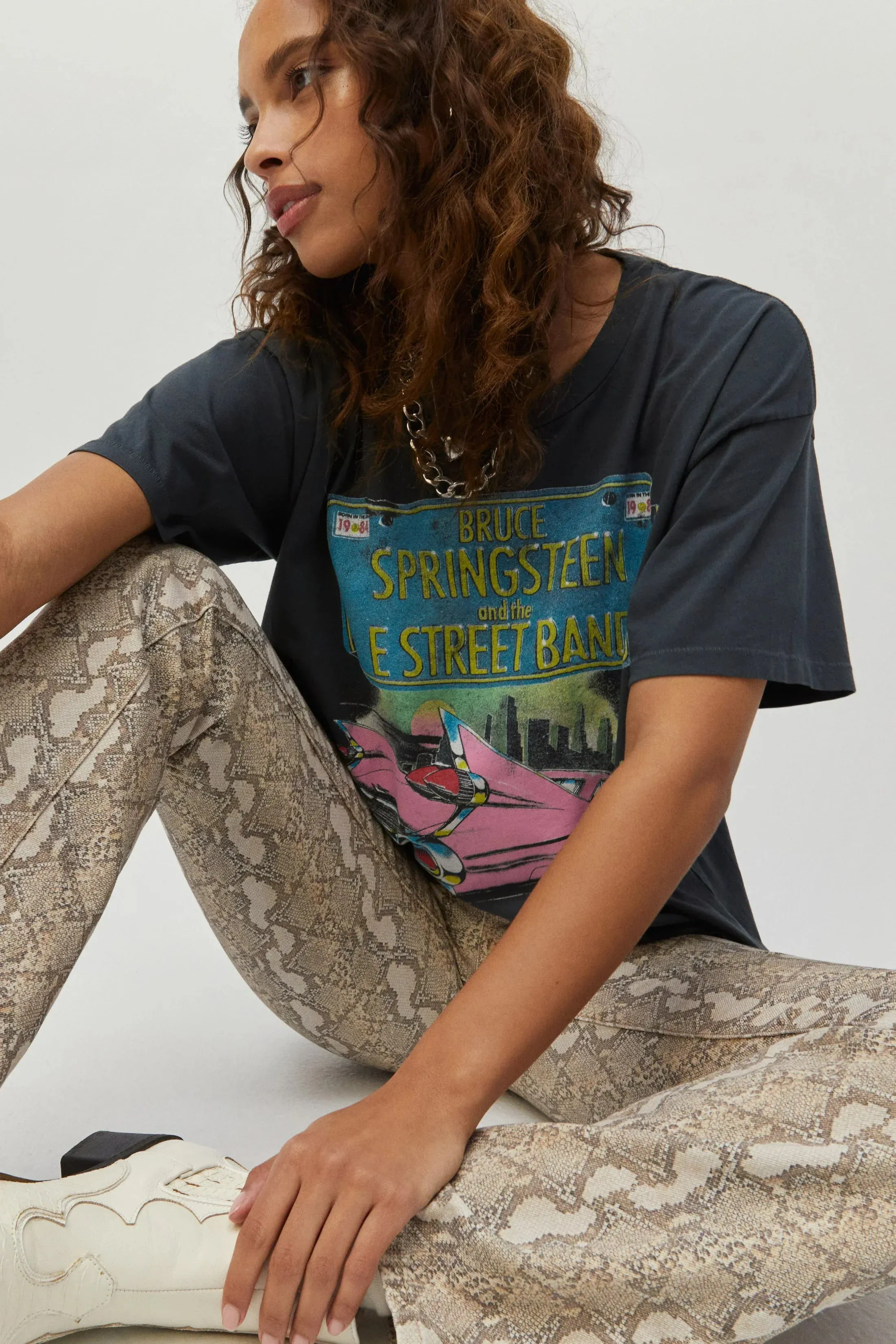 The Bruce Springsteen Born In The USA Merch Tee by Daydreamer - Vintage Black