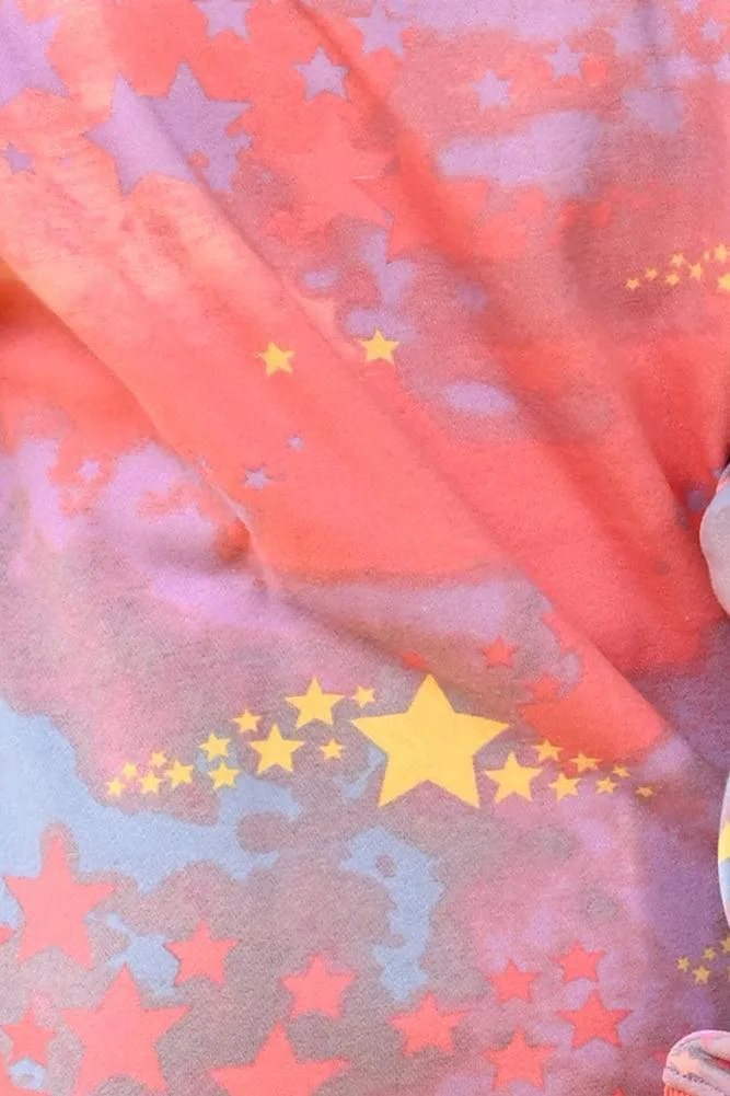 TIE DYE STAR FLEECE SWEATSHIRT - PINK