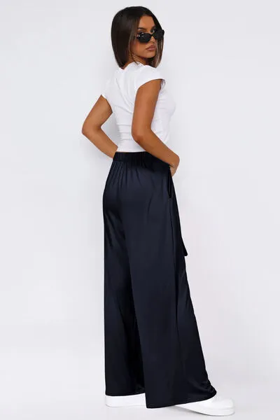 Tied Wide Leg Pants with Pockets