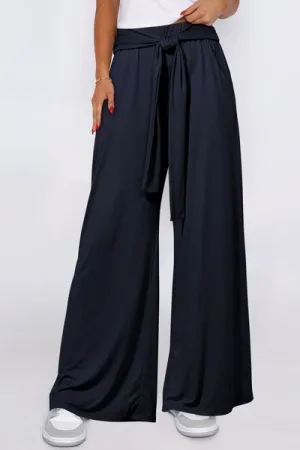 Tied Wide Leg Pants with Pockets