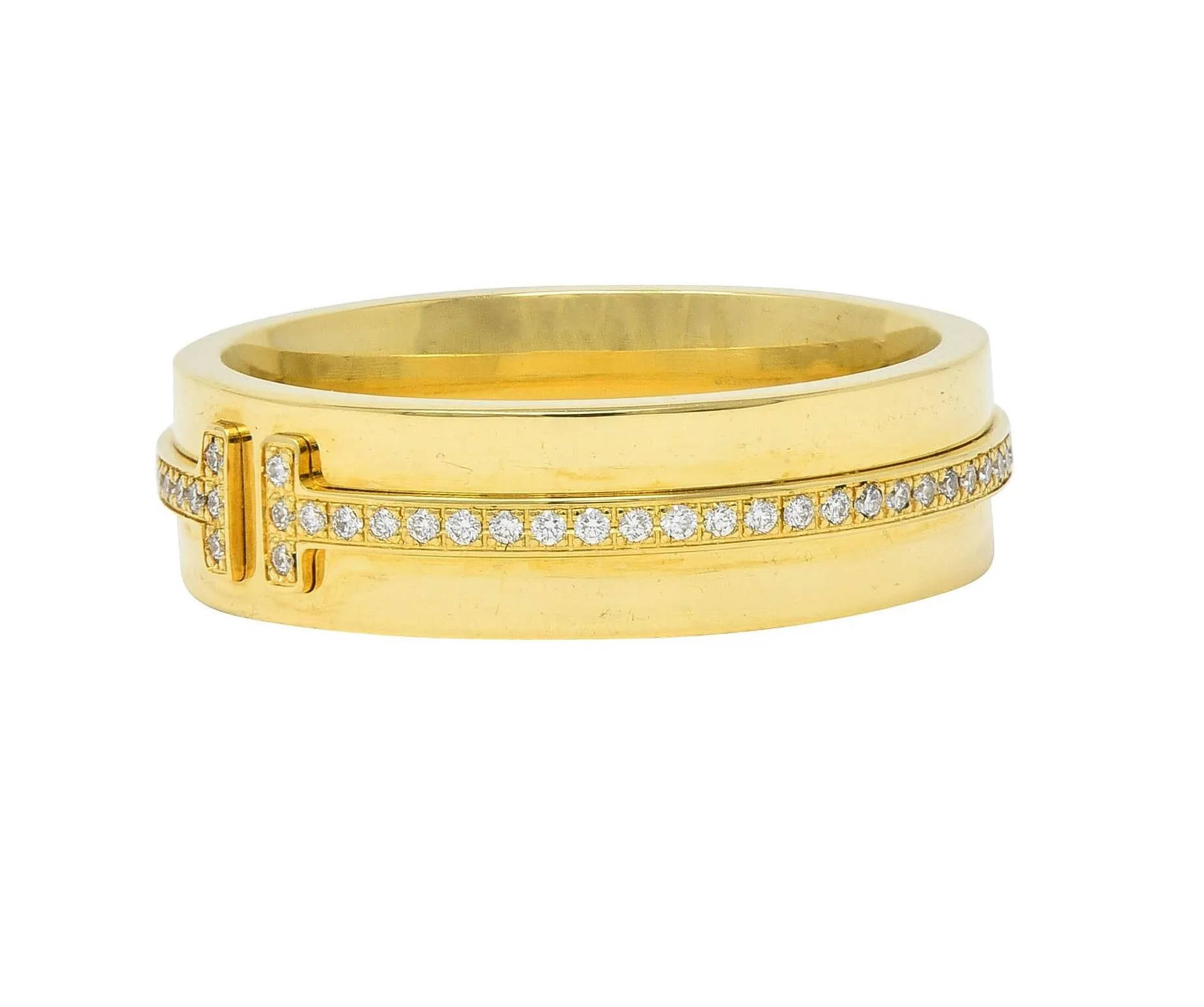 Tiffany & Co. Contemporary Diamond 18 Karat Yellow Gold T Collection Wide Band Ring