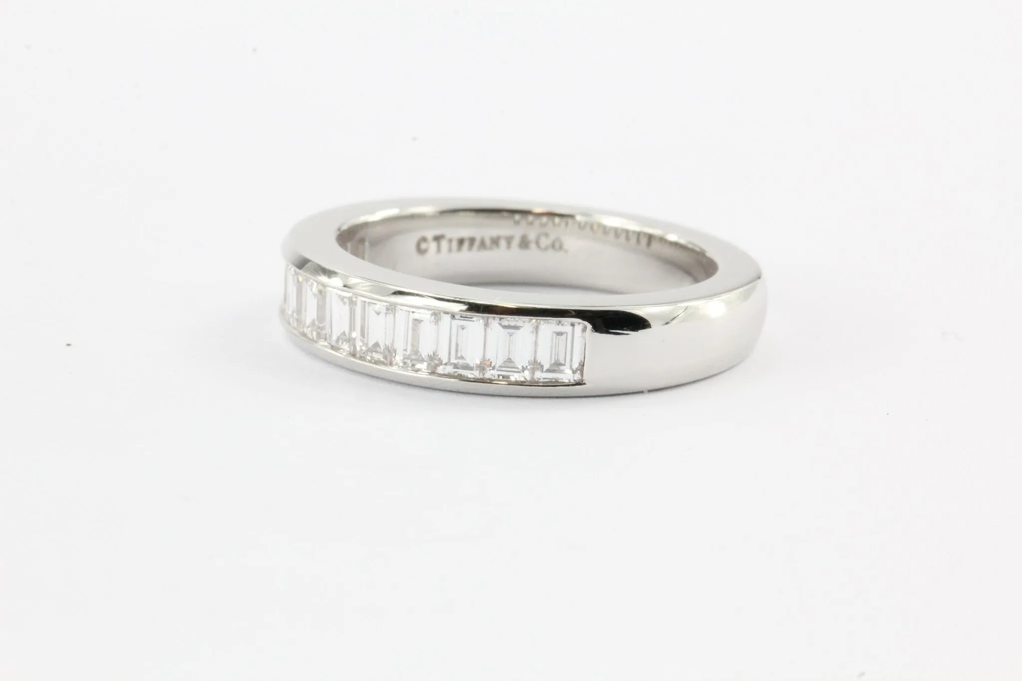Tiffany & Co. Platinum Diamond Channel Set Half Band Ring Size 6