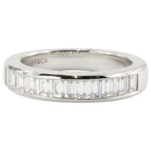 Tiffany & Co. Platinum Diamond Channel Set Half Band Ring Size 6
