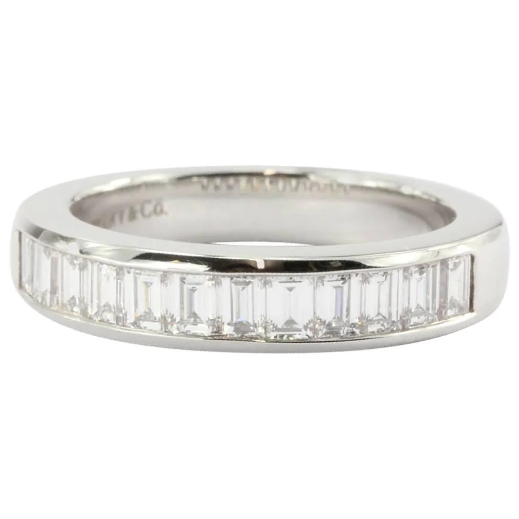 Tiffany & Co. Platinum Diamond Channel Set Half Band Ring Size 6