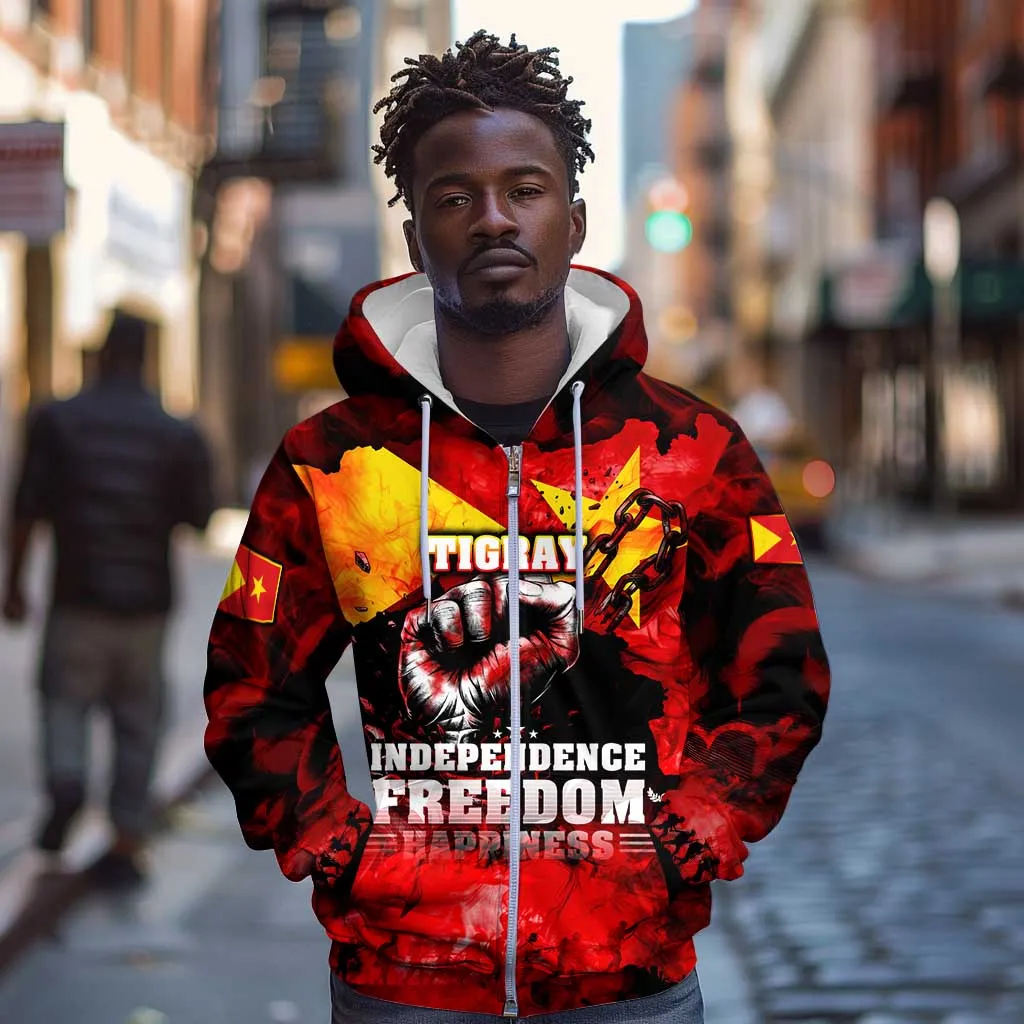 Tigrayans Independence Zip Hoodie I Stand with Tigray - Fist of Freedom DT02